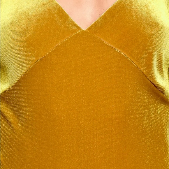 Lulus I'm Flattered Mustard/Light Brown Velvet Bodysuit! - Picture 4 of 14